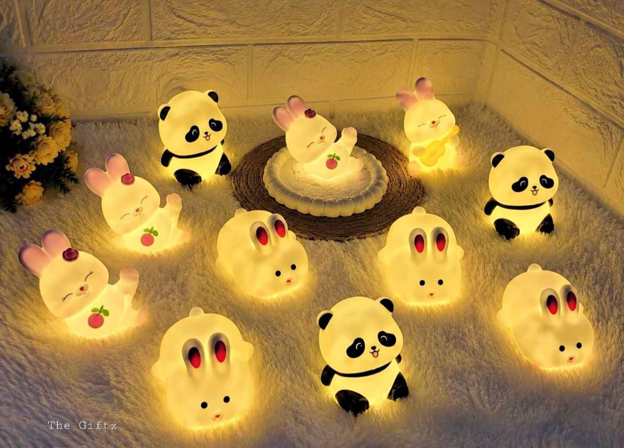 Cute Animal Night Light | Panda & Bunny LED Bedside Lamp