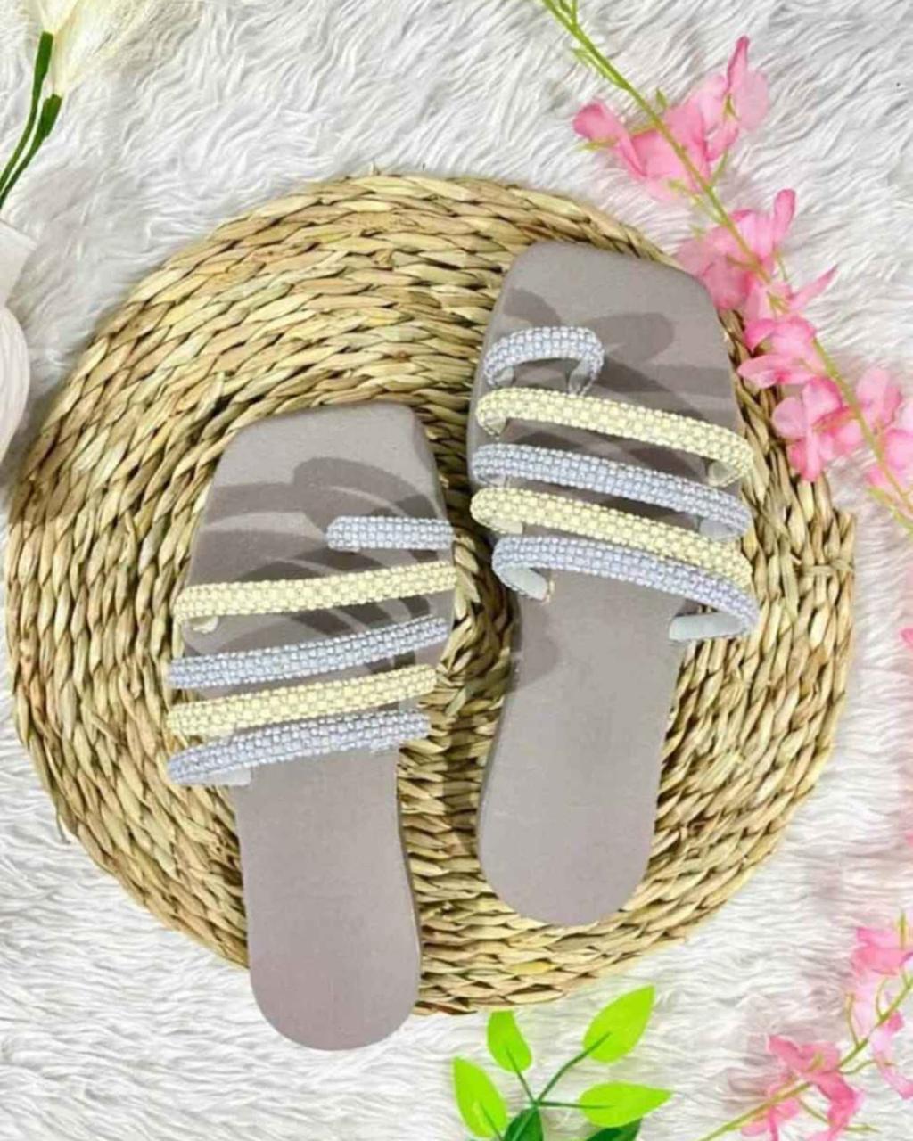 Sparkly Summer Slides | Elegant Women's Casual Slip-On Sandals