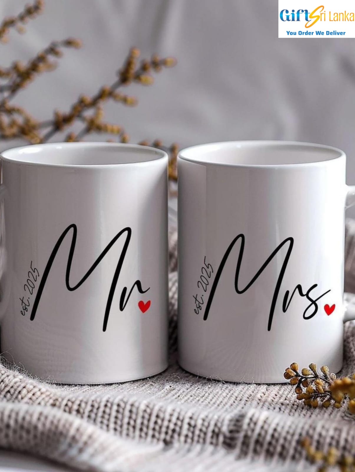 Personalized Mr & Mrs Couple Mug Set – Anniversary Edition