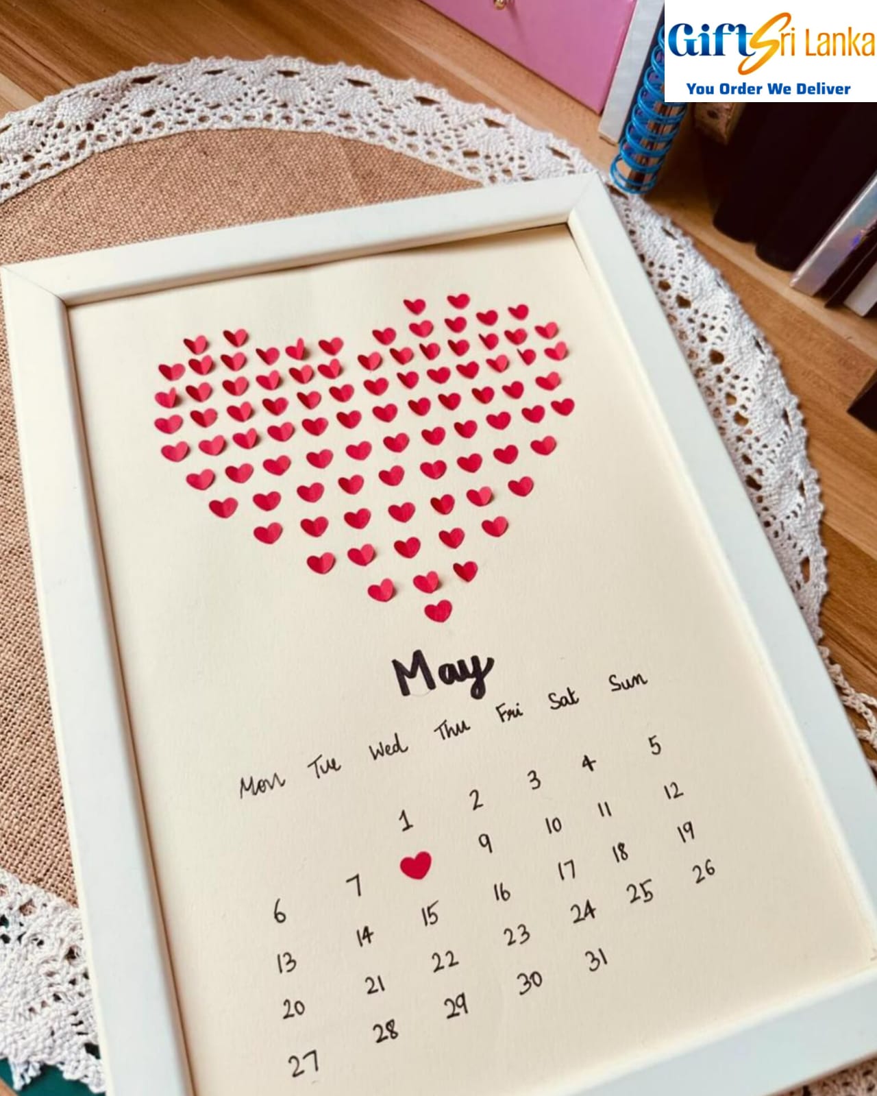 Luxury 3D Heart Photo Frame with Custom Calendar and Special Date