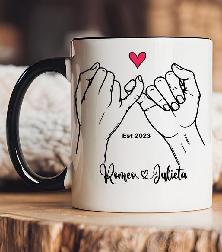 Personalized Couple Mug Set with Names & Date | Custom Wedding Gift