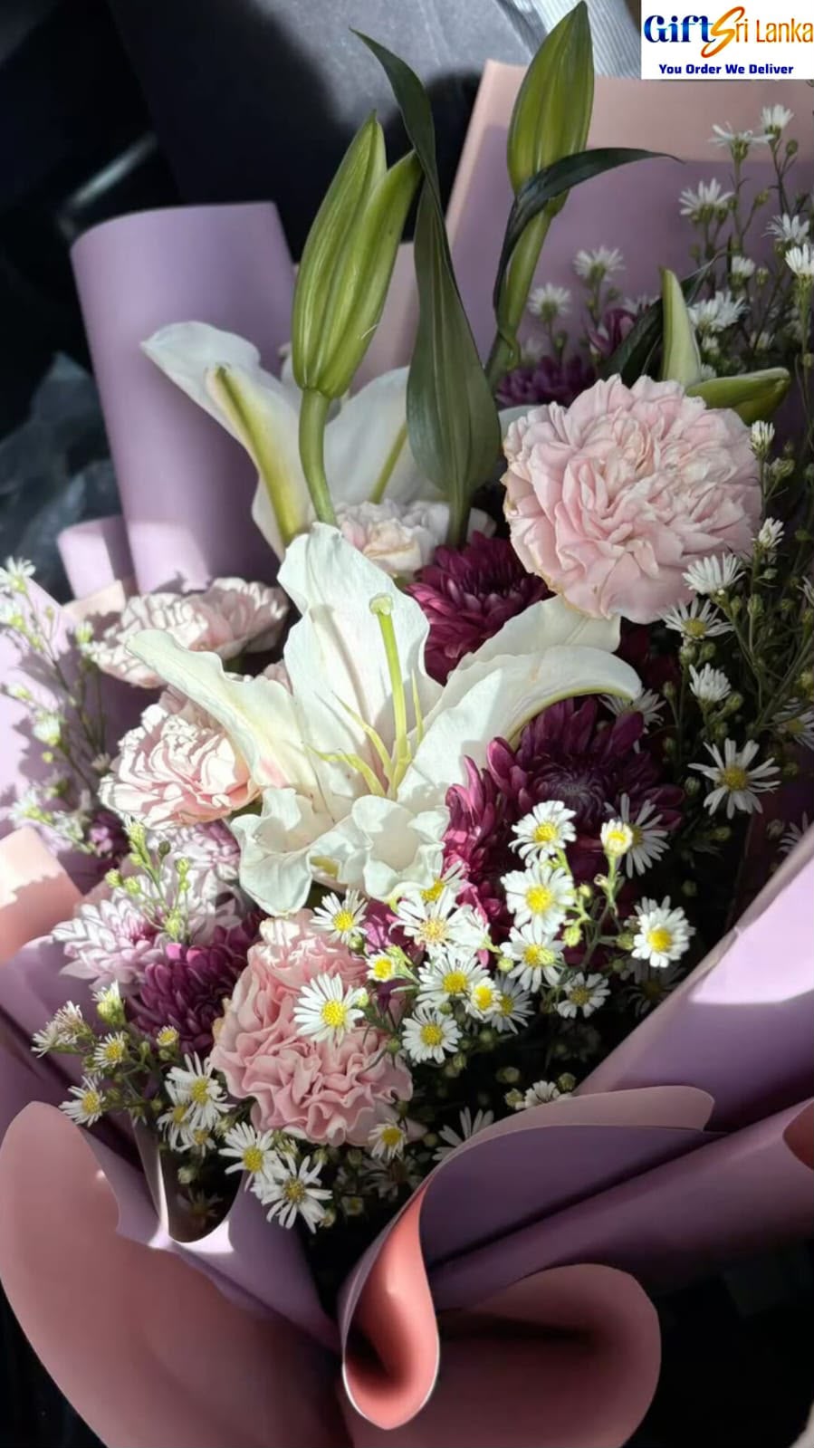 Mixed Lily & Carnation Bouquet | Elegant Fresh Flower Arrangement
