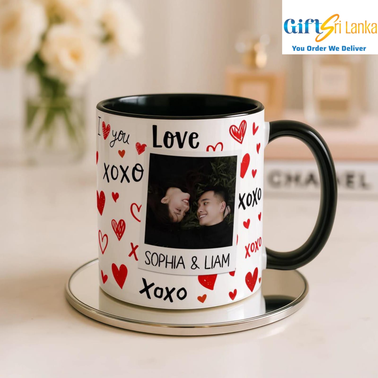 Personalized XOXO Photo Mug with Names