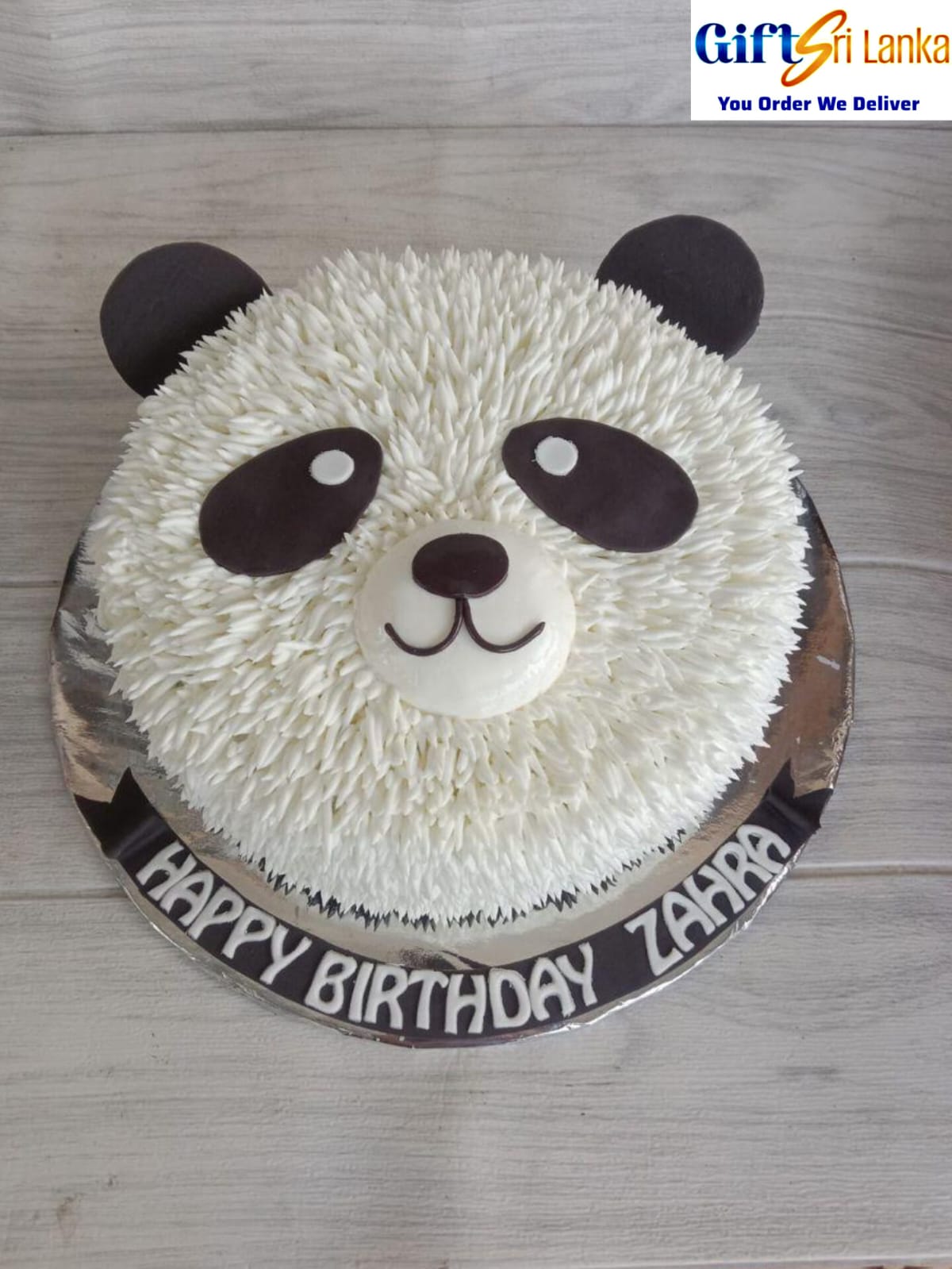 Cute Panda Shape Ribbon Cake with Custom Name – 1kg