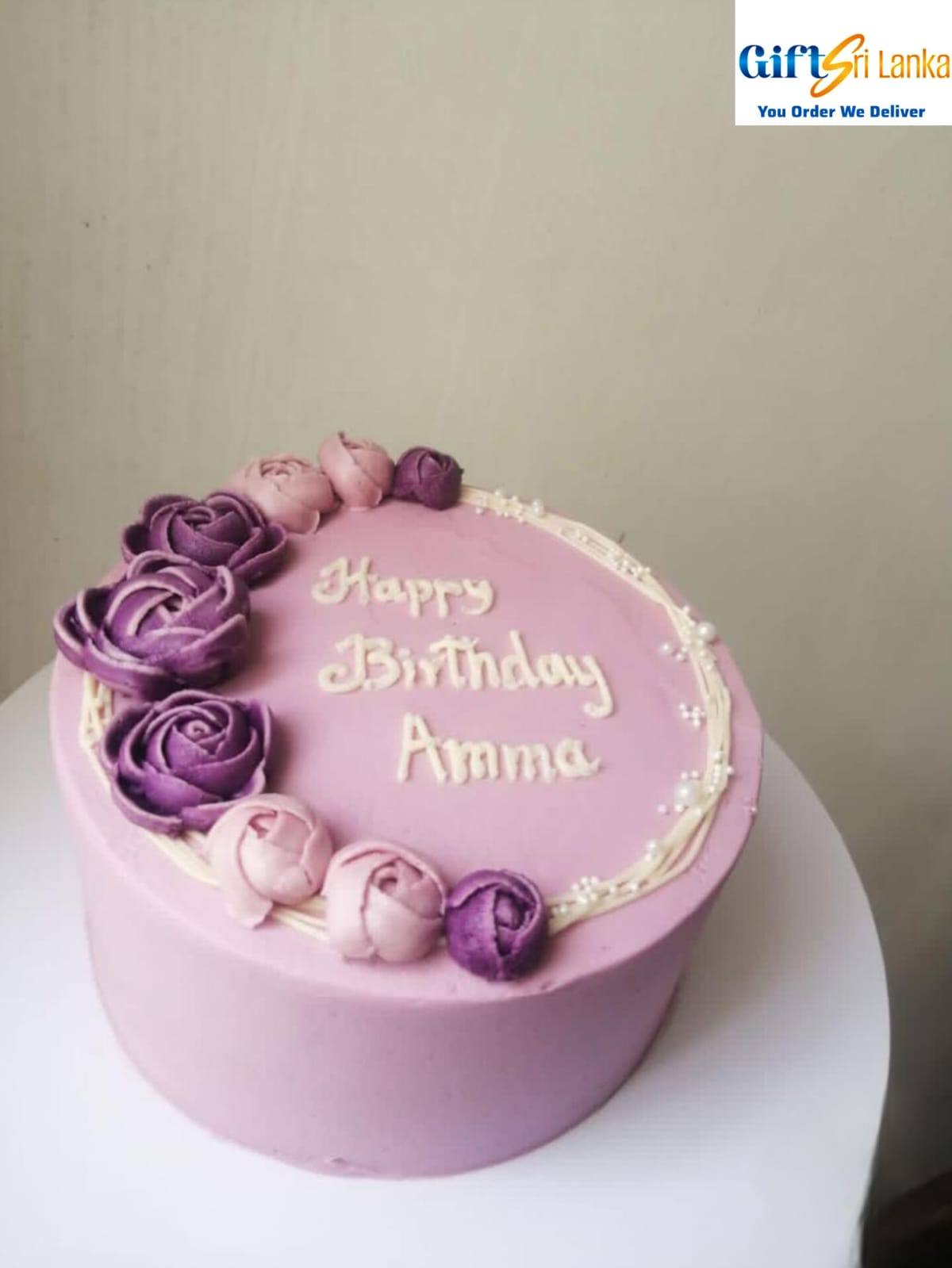 1kg Elegant Pastel Purple Ribbon Cake with Handcrafted Buttercream Roses