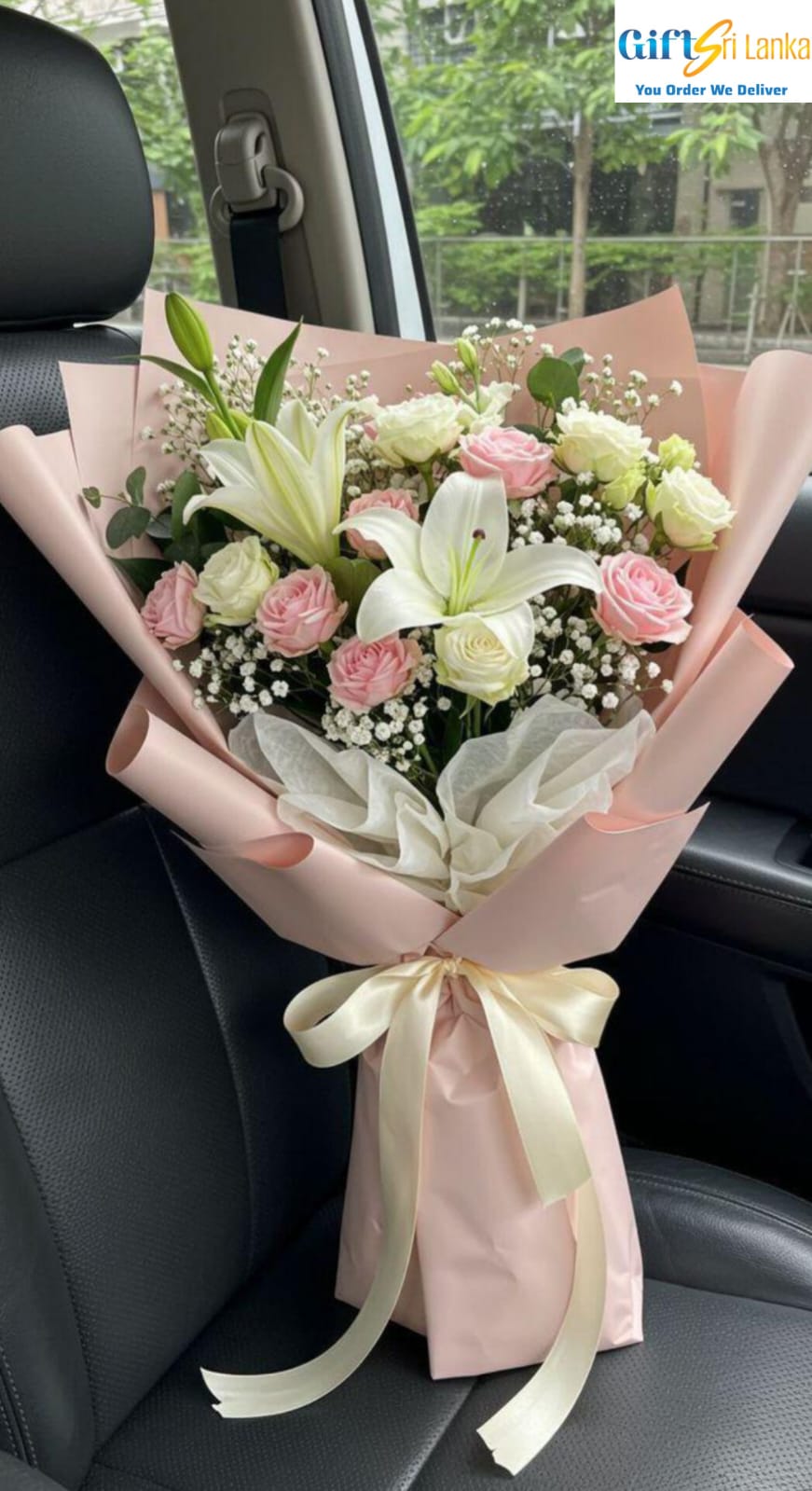 Pastel Rose & White Lily Bouquet