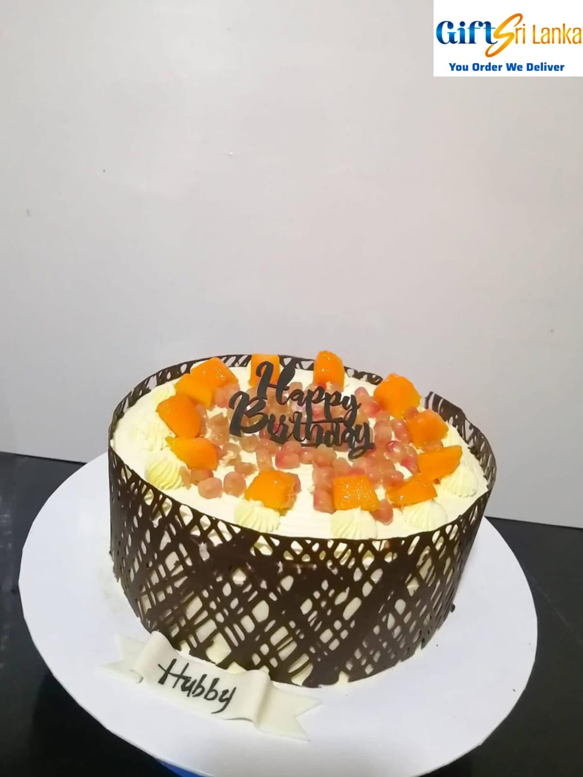 1kg mango Sponge Cake with Decorated Chocolates