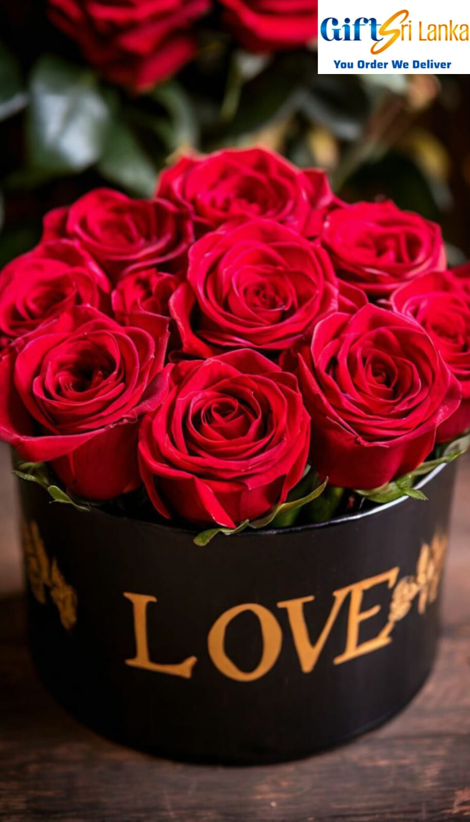 "Love" Bucket with Red Roses - Red Roses - 10