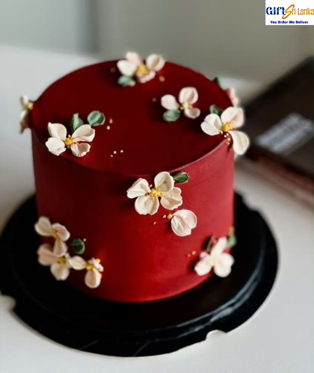 Elegant Red Floral Cake | Romantic Blossom Celebration Cake